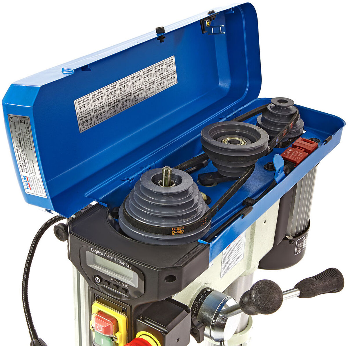 HBM 25 mm. professional drill press with digital depth readout