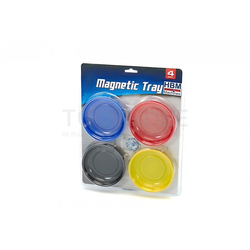 hbm set de 4 assiettes magnétiques en plastique coloré 110 mm.