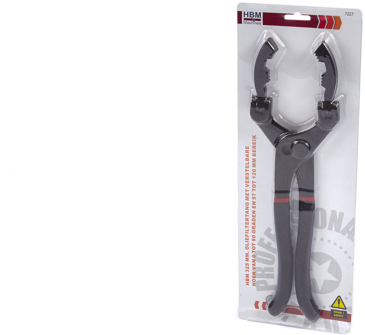 Hbm 325 mm. oliefiltertang med justerbar vinkel fra 0 til 90 grader og 57 til 120 mm rækkevidde