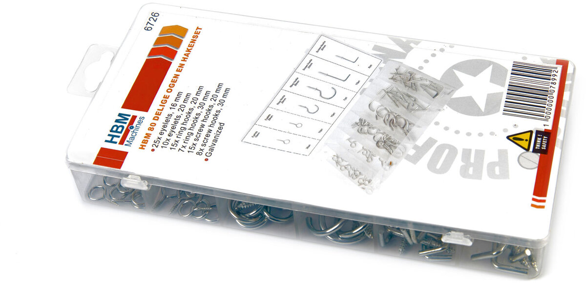 HBM 80-teiliges Ring- und Schraubhaken-Set