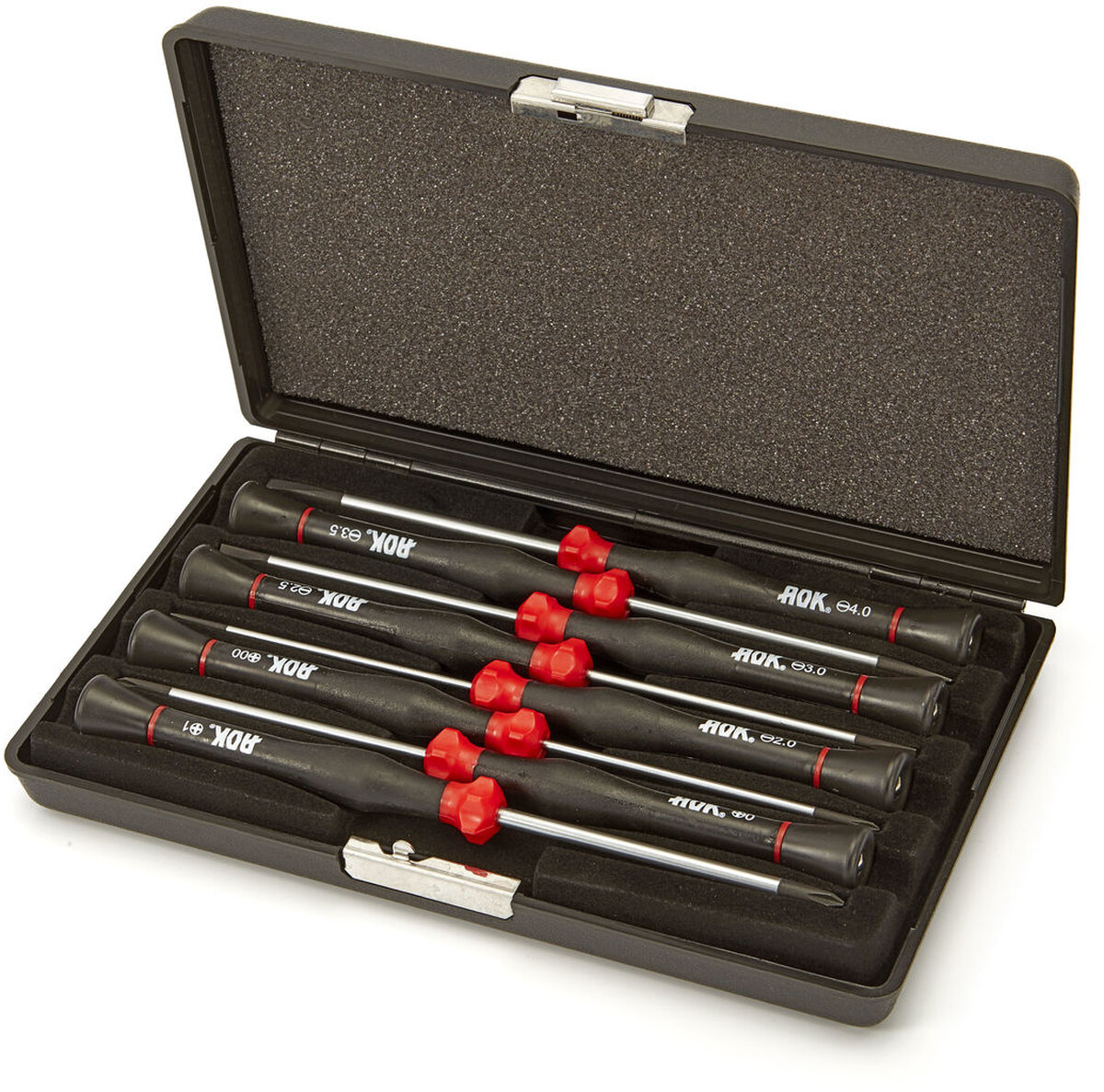 Aok 8-delad professionell precisionsskruvmejsel set philips - platt