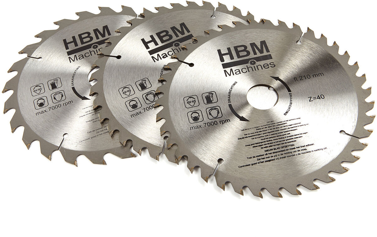 HBM 210 mm. Cirkelzaagbladen voor Hout.