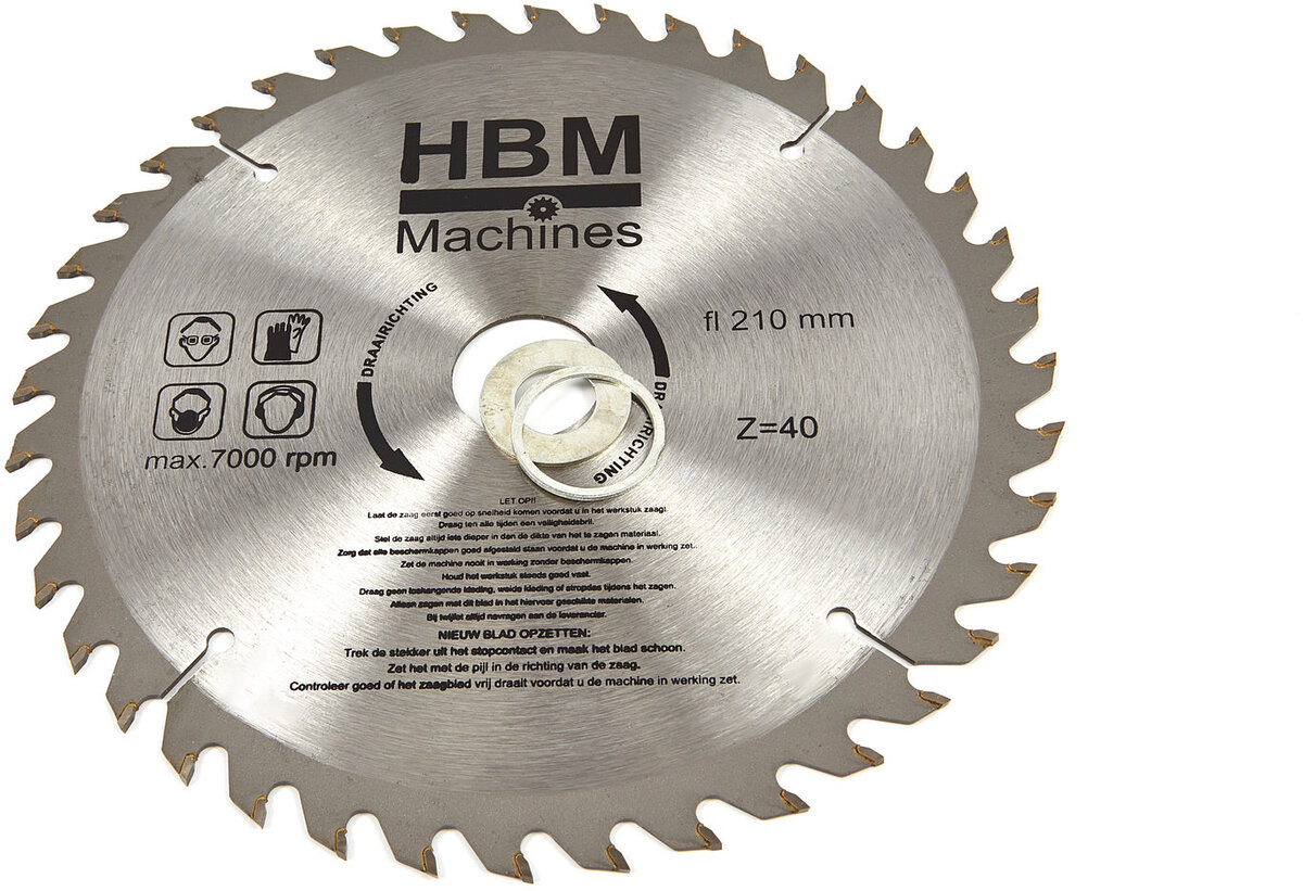 HBM 210 mm. Cirkelzaagbladen voor Hout.