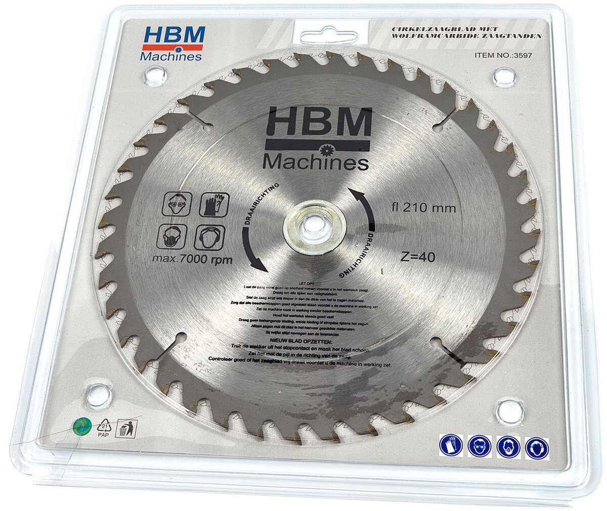 HBM 210 mm. Cirkelzaagbladen voor Hout.