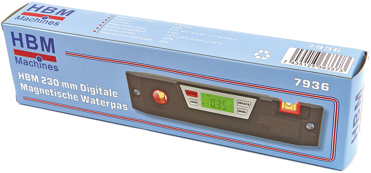 HBM 230 mm digital magnetisk åndsnivå HBM 230 mm digital magnetisk åndsnivå