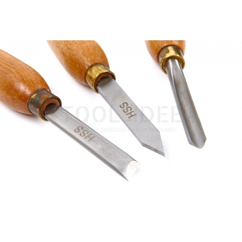 Set di utensili per tornitura del legno in 3 pezzi HBM
