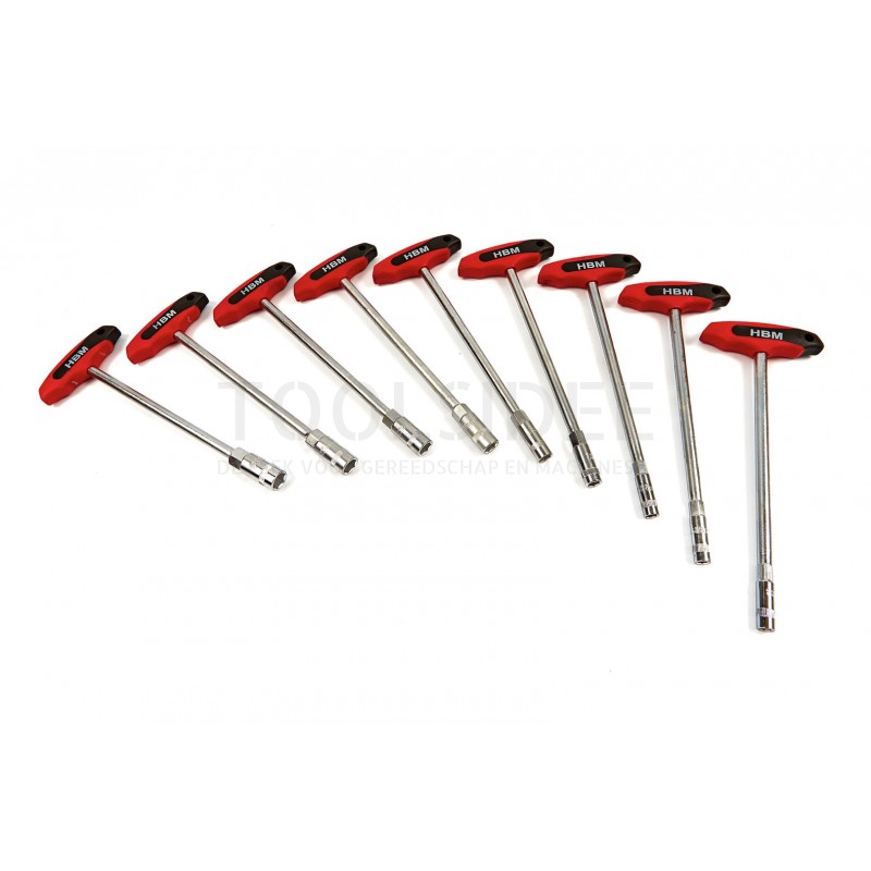 HBM 9-piece t-handle socket wrench set, socket wrench set