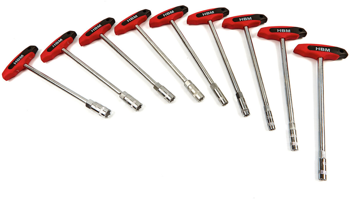 HBM 9-stykke T-håndtak socketnøkkel sett, socketnøkkel sett HBM 9-stykke T-håndtak socketnøkkel sett, socketnøkkel sett