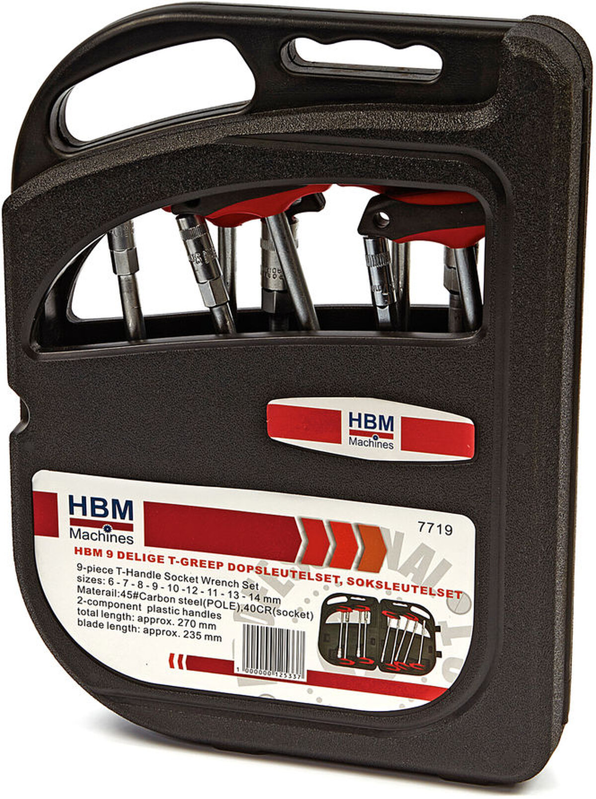 HBM 9-stykke T-håndtak socketnøkkel sett, socketnøkkel sett HBM 9-stykke T-håndtak socketnøkkel sett, socketnøkkel sett