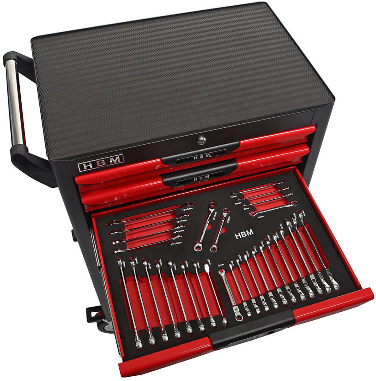 HBM Professional 283 stykke Deluxe Filled Tool Trolley RED