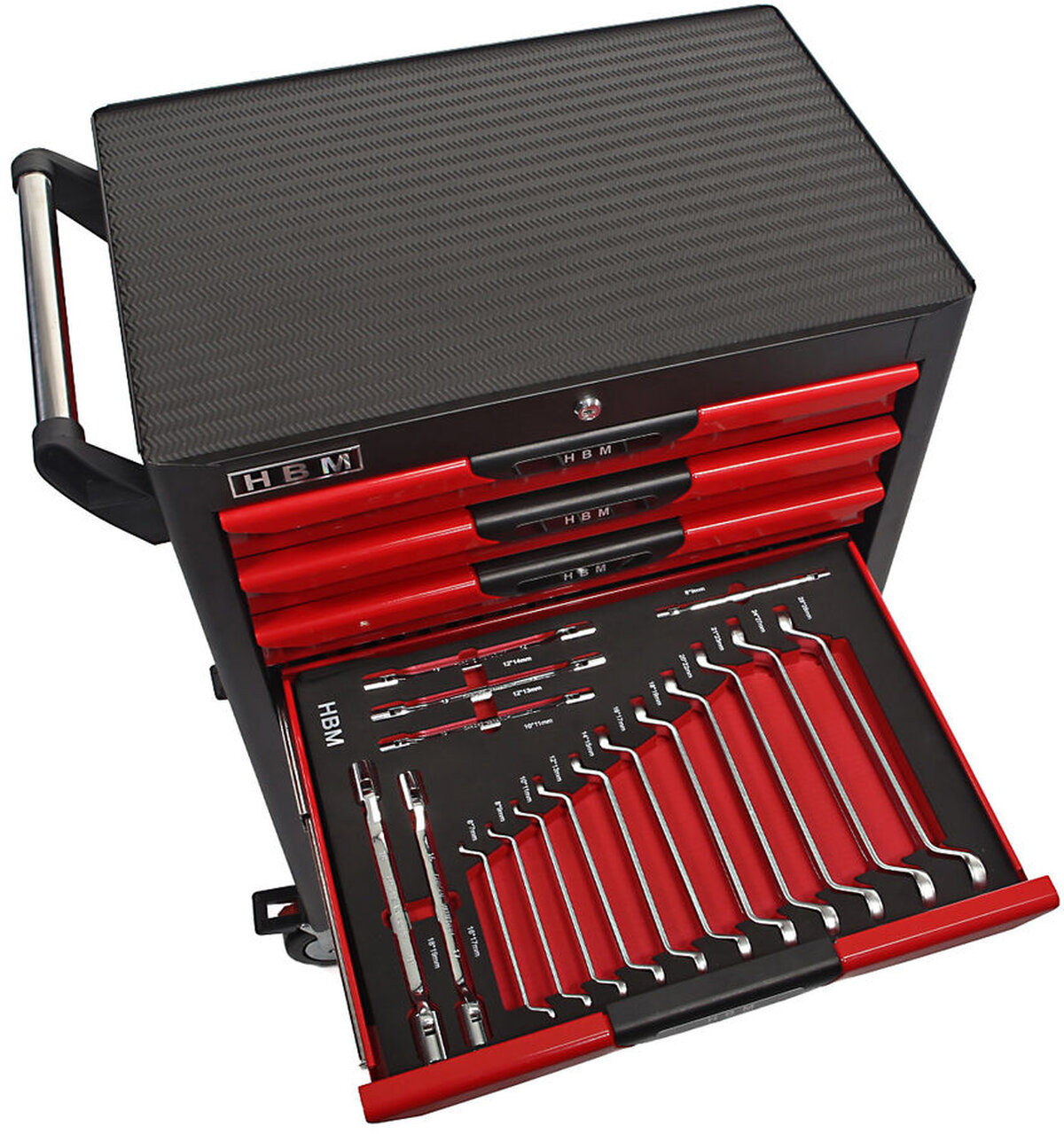 HBM Professional 283 stykke Deluxe Filled Tool Trolley RED
