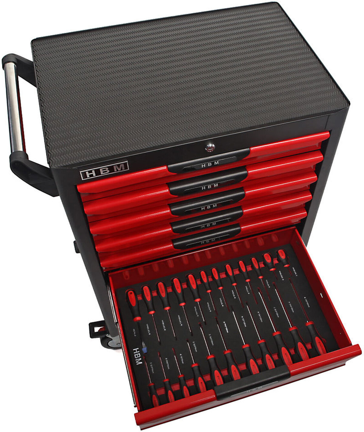 HBM Professional 283 stykke Deluxe Filled Tool Trolley RED