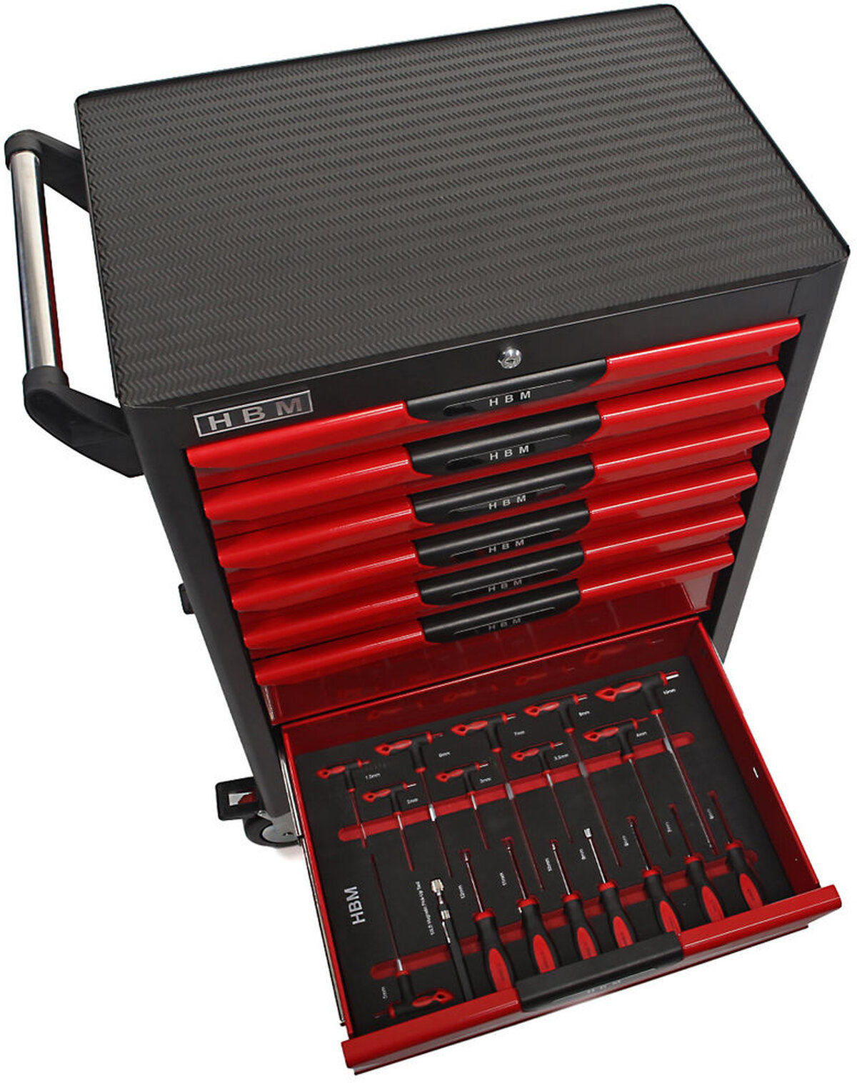 HBM Professional 283 stykke Deluxe Filled Tool Trolley RED