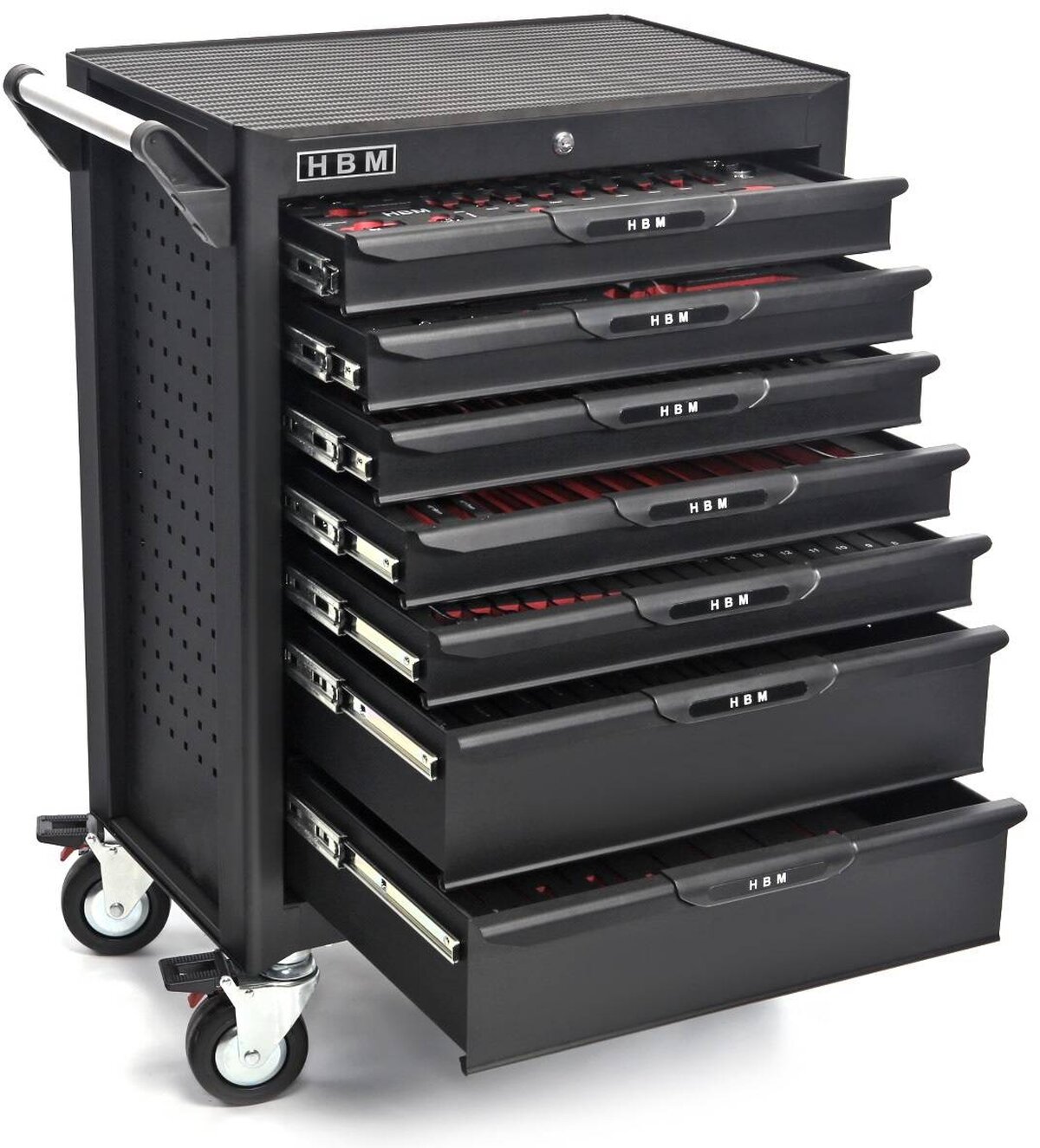 Chariot à outils HBM Profi Deluxe rempli - 283 pièces Chariot à outils HBM Profi Deluxe rempli - 283 pièces