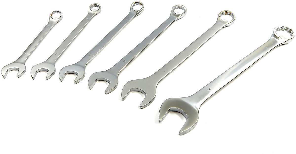 HBM Profi 6-teiliger Maulschlüssel - Ringschlüsselsatz große Größen