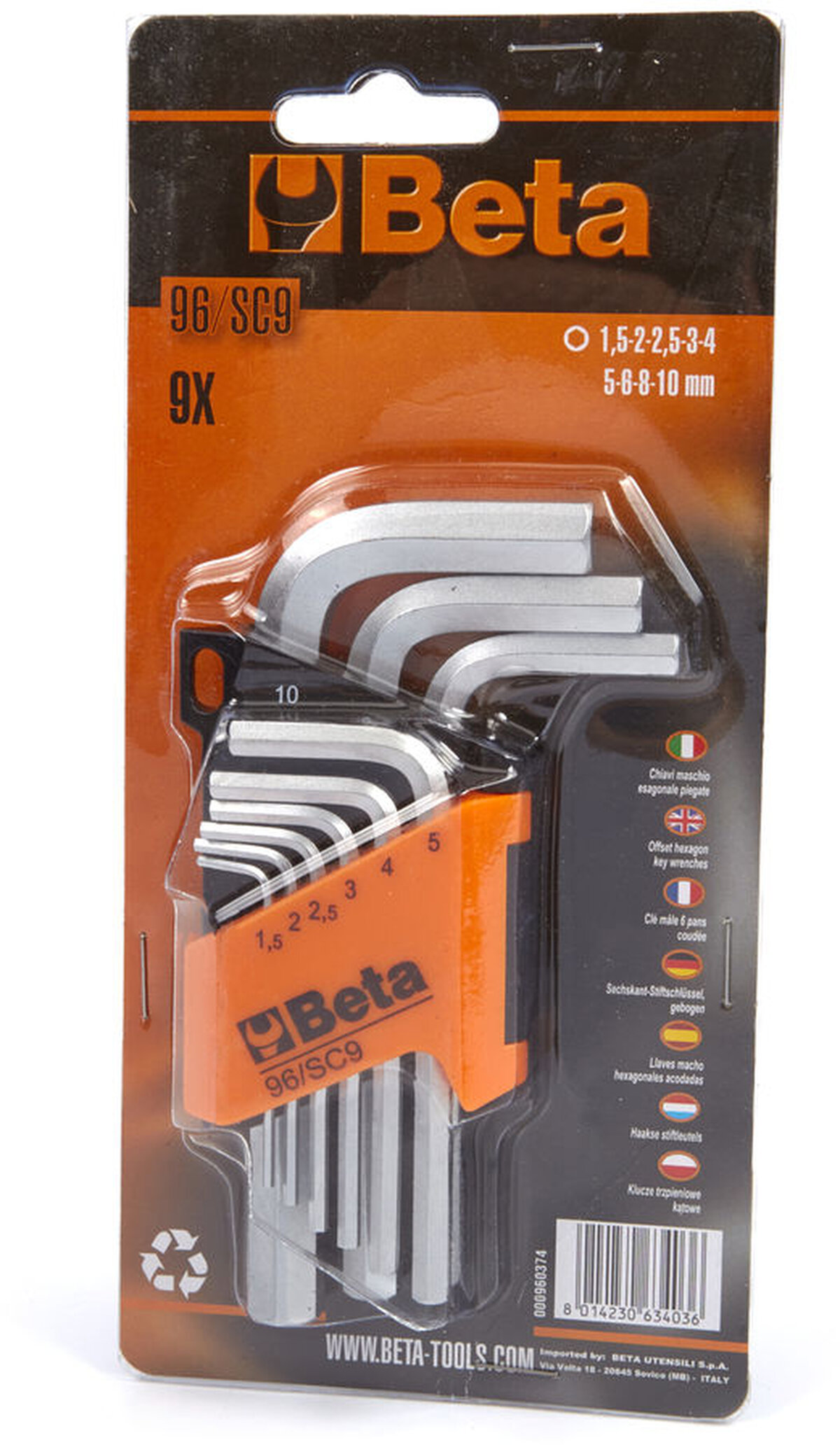 Beta 9-teiliger kurzer Eindringkörper-Schlüsselsatz - 96 Bpc/Sc9