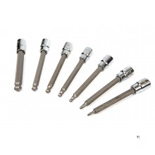 HBM 7 piece profi 3/8 ”long hex socket set 3 - 10 mm with ball head