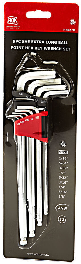 AOK 9-stykke engelsk langnettet nøkkelsett