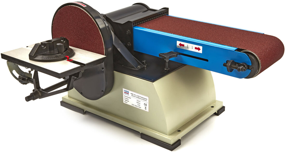 HBM 150 x 1220 profesjonell belte- og diskslipemaskin