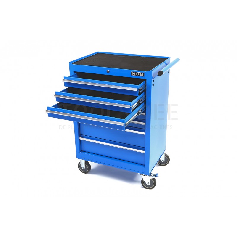 HBM 7 drawers high tool trolley - blue