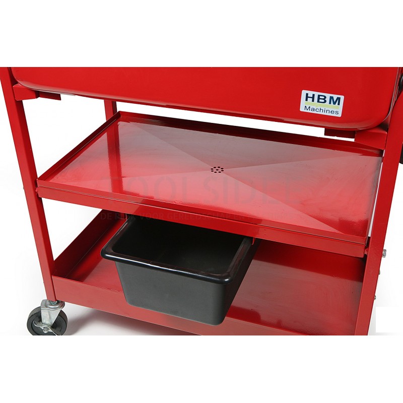 HBM 90 liter mobile degreaser tray with pump
