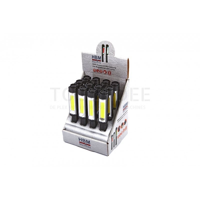 Hbm professionel LED aluminium mini lommelygte med magnetisk base 400 lumen