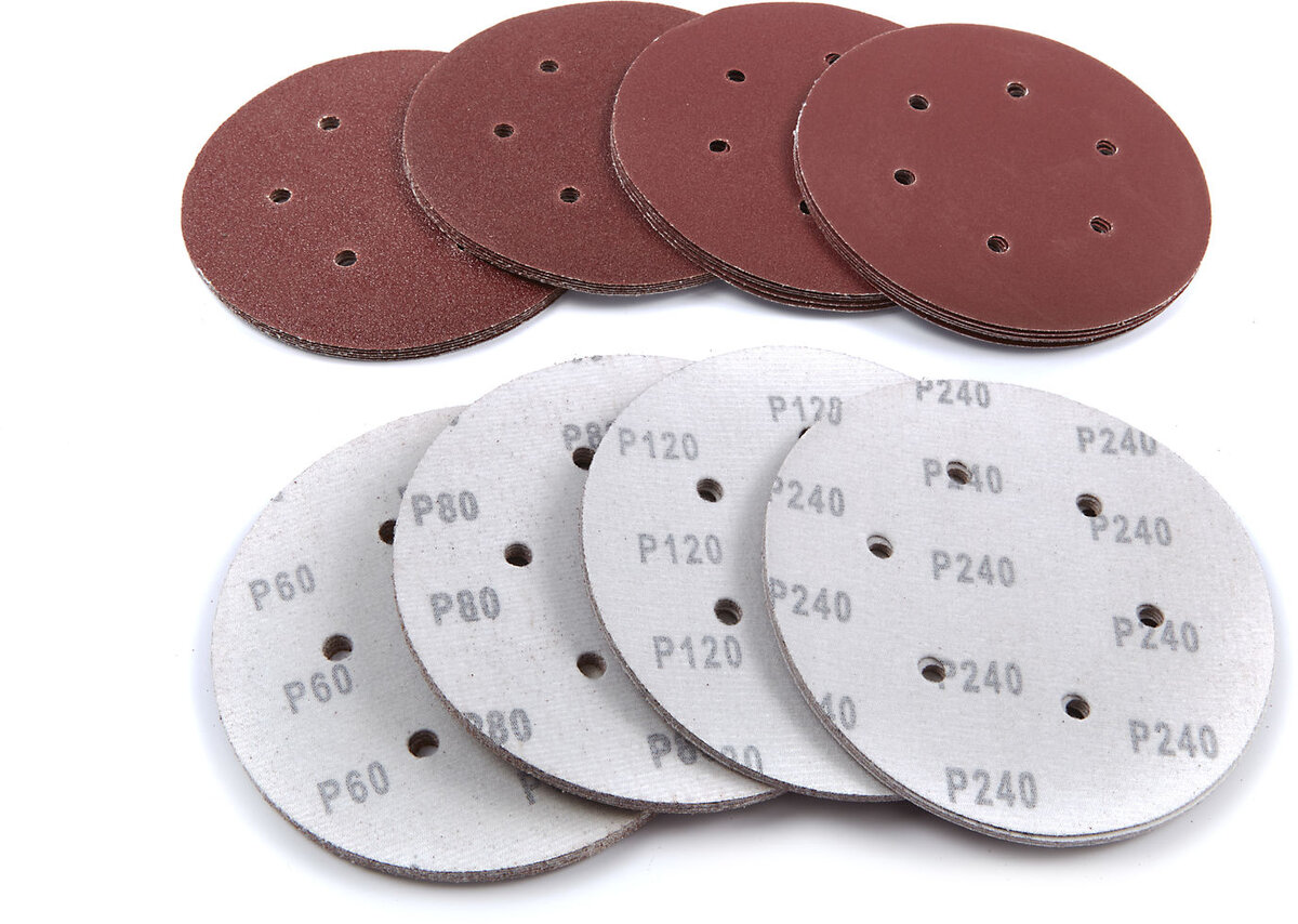 Hbm 40 delar 150 mm. perforerad kardborrslipskiva med kardborrband