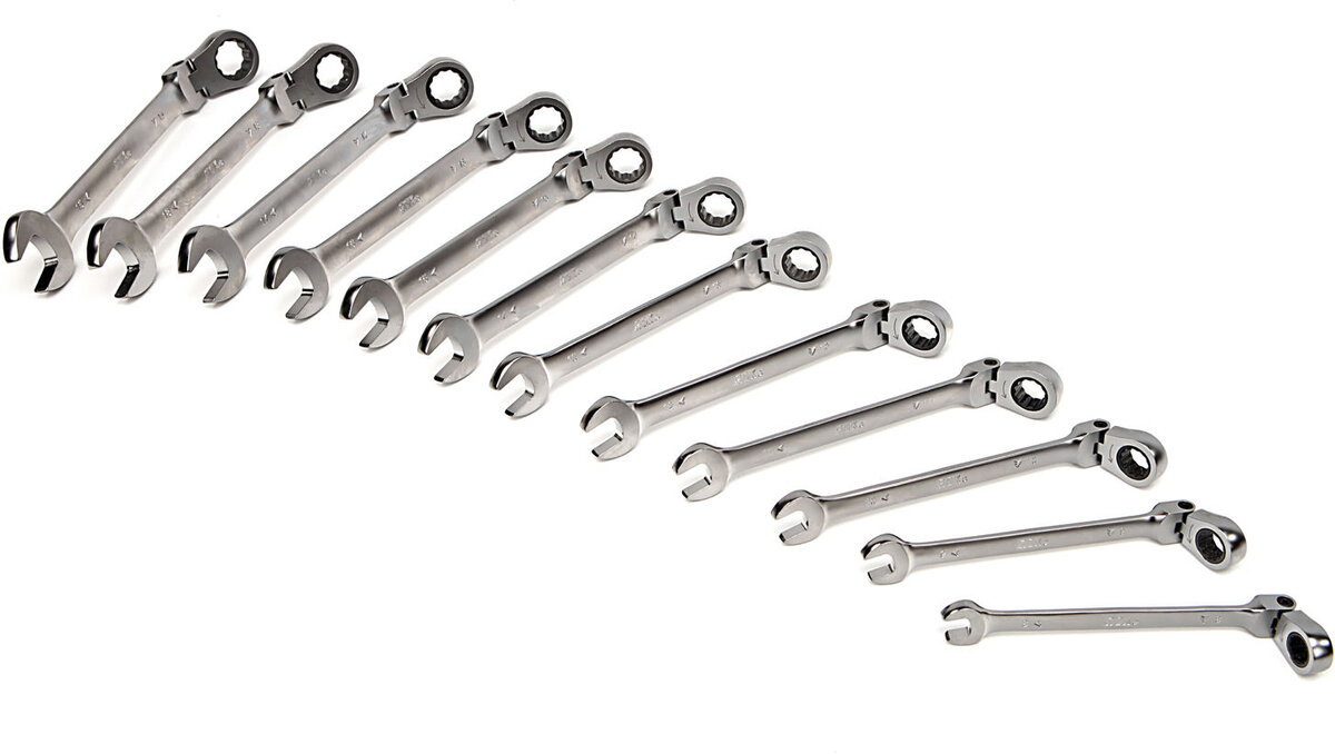 AOK 12-delt professionel vippering, skralde, nøglesæt med åben ende