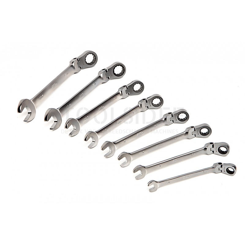 AOK 12-piece professional tilting ring, ratchet, open-end wrench set