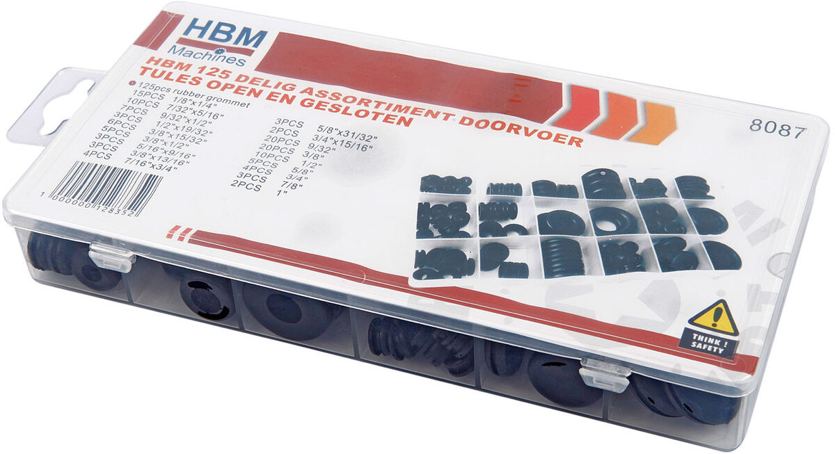 HBM 125 Delig Sortiment av grommets åpne og lukkede
