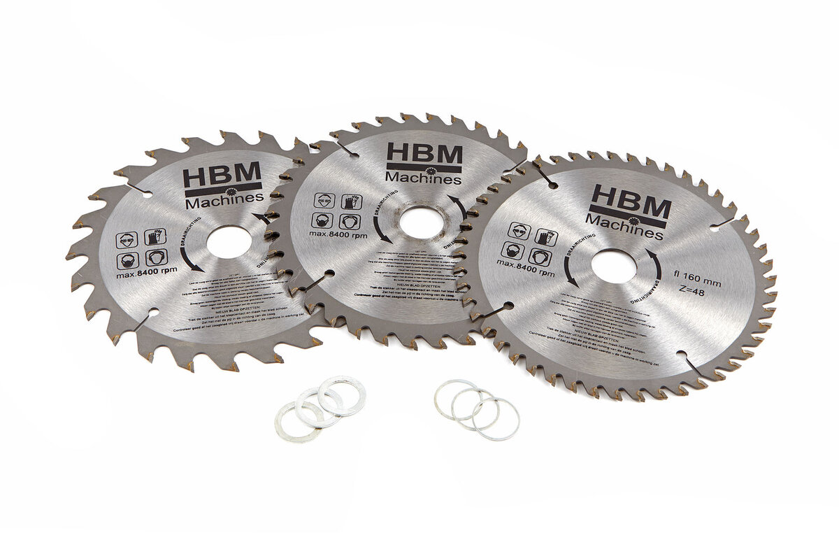  HBM 160mm. 3-osainen ammattipyörösahan teräsarja upposahalle