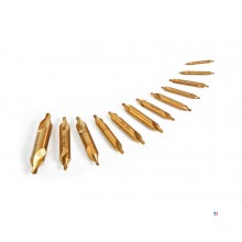 HBM 12-teiliger HSS - Verzinnter Zentrierbohrer-Satz