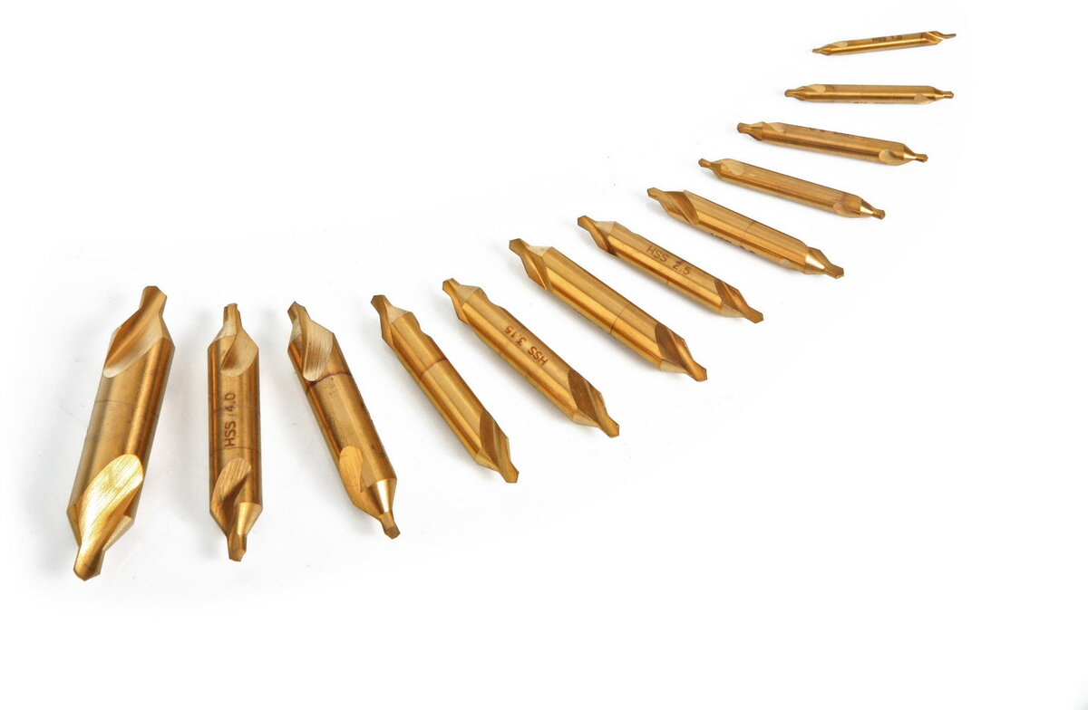 HBM 12-teiliger HSS - Verzinnter Zentrierbohrer-Satz