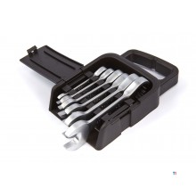 HBM 6-piece short ring, ratchet, open-ended spanner set