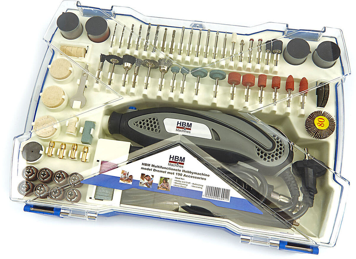 HBM Multifunksjonell Hobbymachine modell Dremel med 190 Tilbehør HBM Multifunksjonell Hobbymachine modell Dremel med 190 Tilbehør