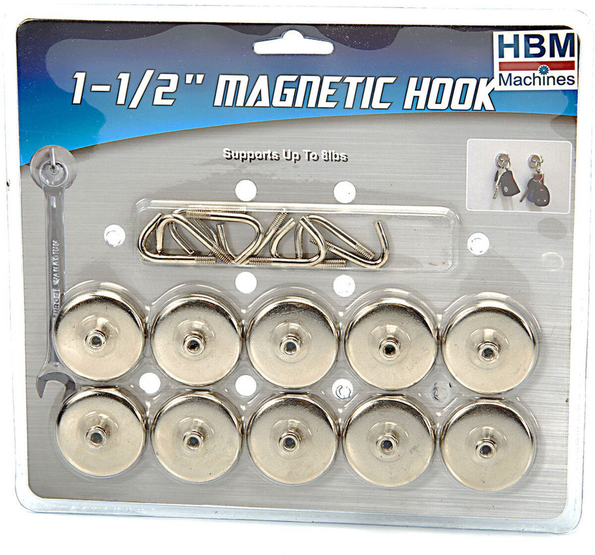 HBM 10 piece 3.65 kg. magnetic hook set