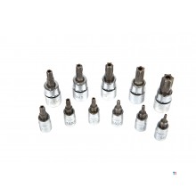 Hbm 11-delt professionelt 1/4 og 3/8 torx-sokkelsæt t8 - t55