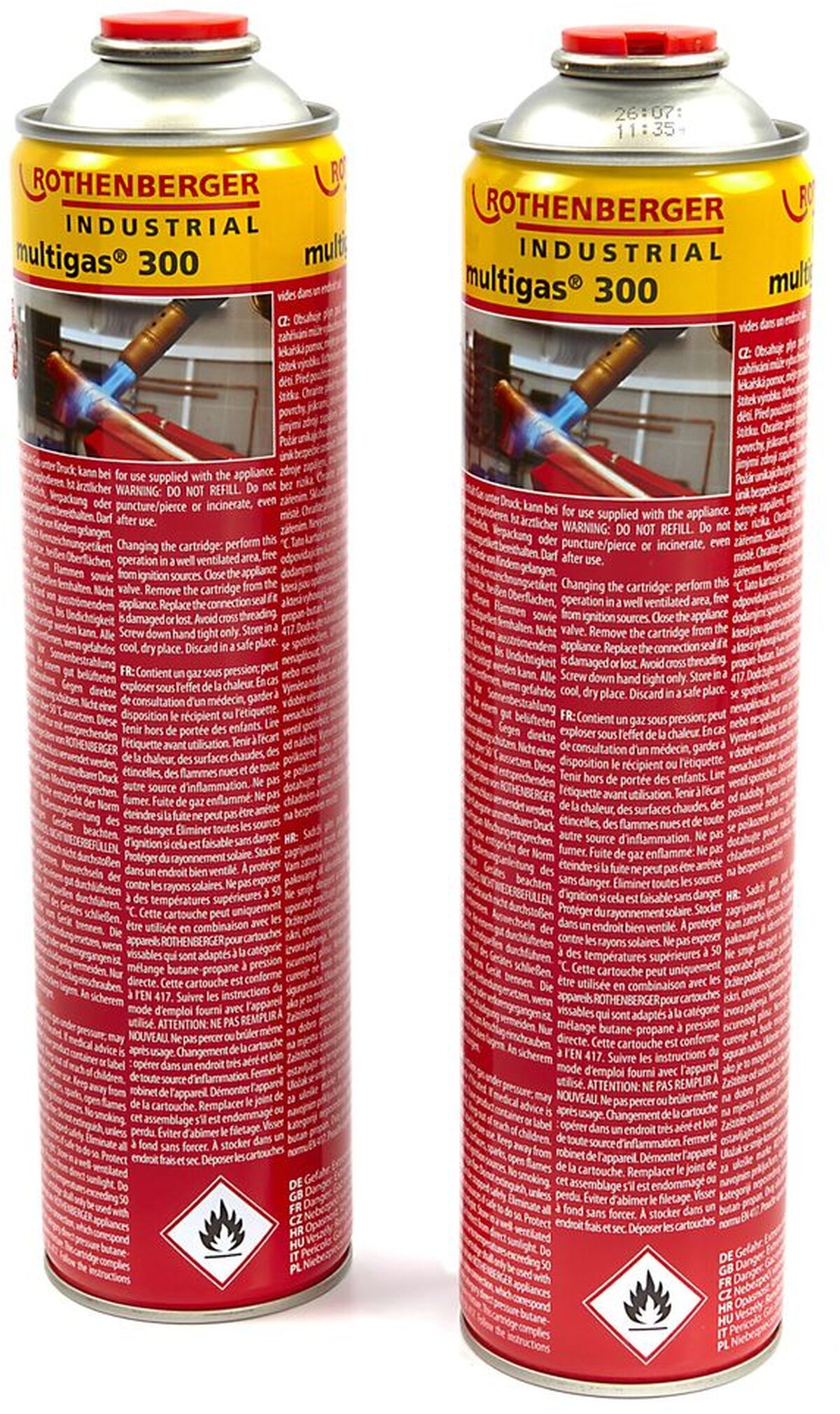 Rothenberger Multi Gas Cylinder 300, Duopack 600 ml