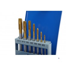 HBM 7-teilige HSS TiN beschichtete Kobalt-Maschinengewindebohrer-Set M3-12 HBM 7-teilige HSS TiN beschichtete Kobalt-Maschinengewindebohrer-Set M3-12