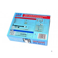 HBM 67-osainen teräsarja, joka sisältää kannet, porat ja pikavaihtoterän pidikkeet