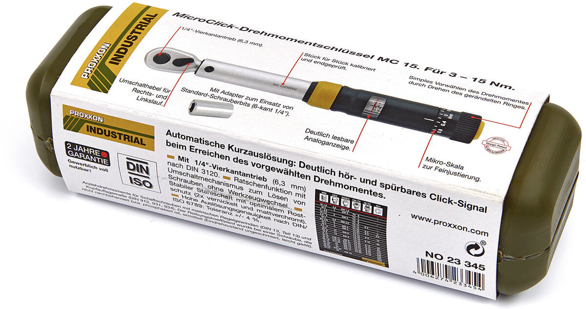 Proxxon MicroClick MC 15 - 1/4 Momentnøkkel 3-15 NM Proxxon MicroClick MC 15 - 1/4 Momentnøkkel 3-15 NM