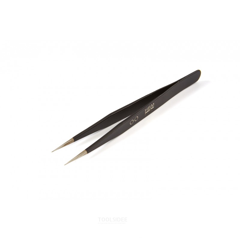 HBM professional anti magnetic stainless steel tweezers with pointed jaw short st-28
