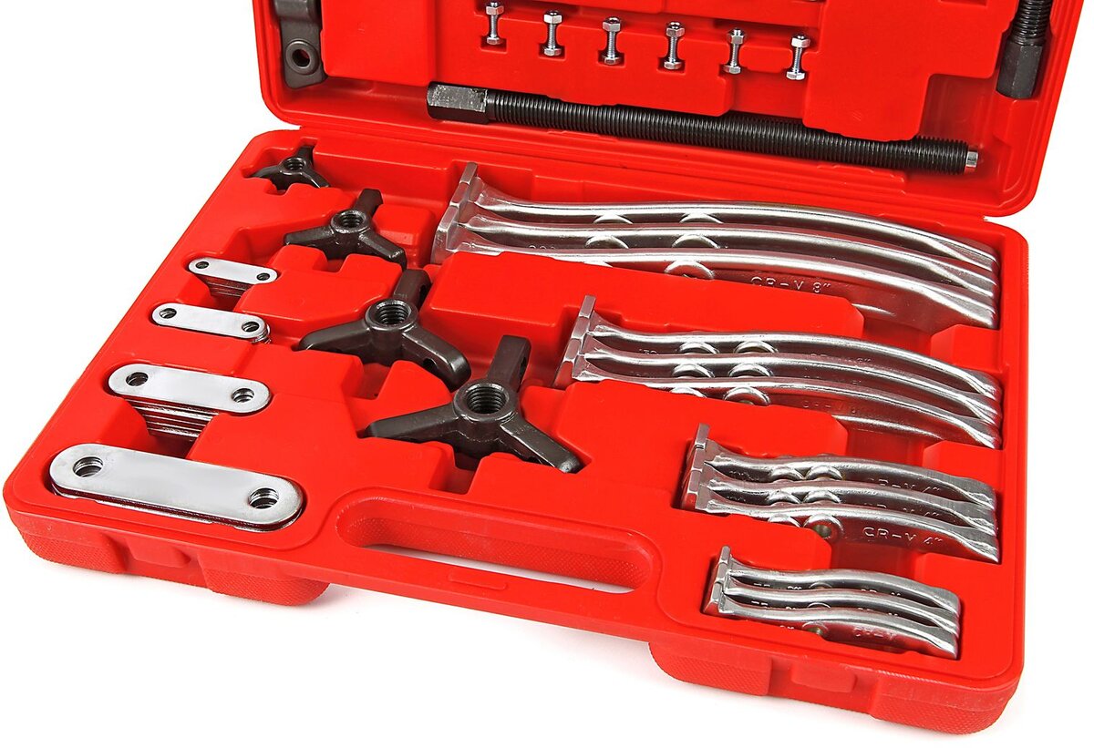 HBM 72 piece 2 and 3 arm pulley puller set 75/100/150/200 mm. HBM 72 piece 2 and 3 arm pulley puller set 75/100/150/200 mm.