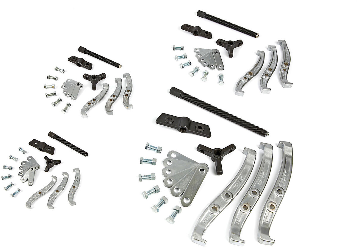 HBM 72 piece 2 and 3 arm pulley puller set 75/100/150/200 mm. HBM 72 piece 2 and 3 arm pulley puller set 75/100/150/200 mm.