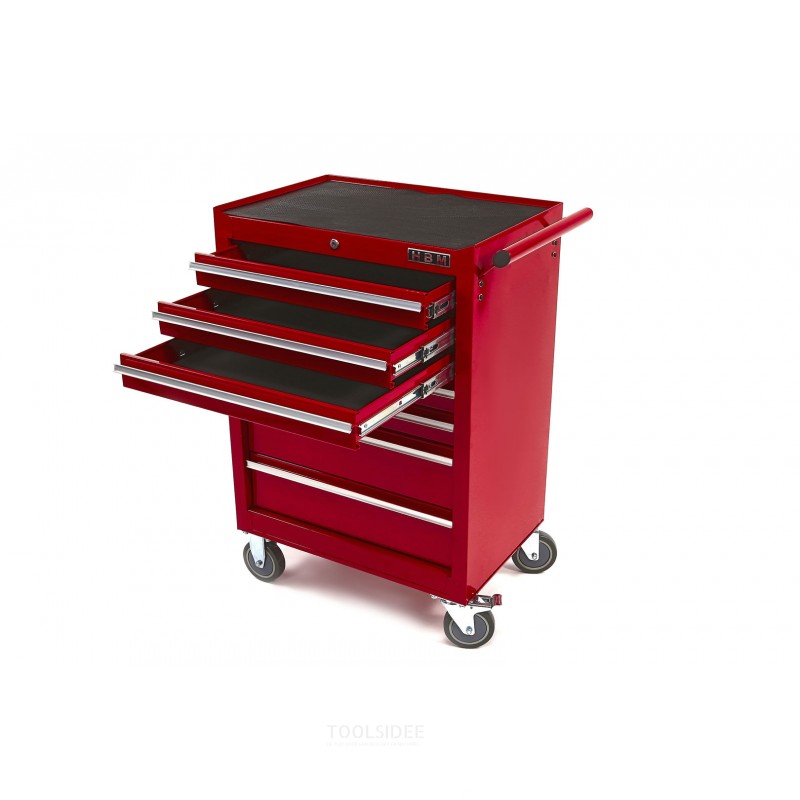 HBM 7 drawers high tool trolley - red