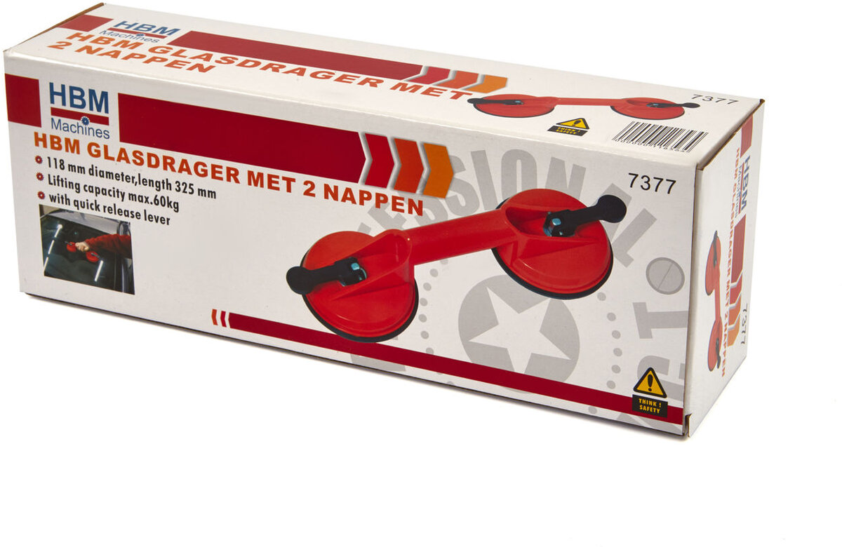 HBM Glass Carrier / Suction Cup med 2 hoder 60 kg.