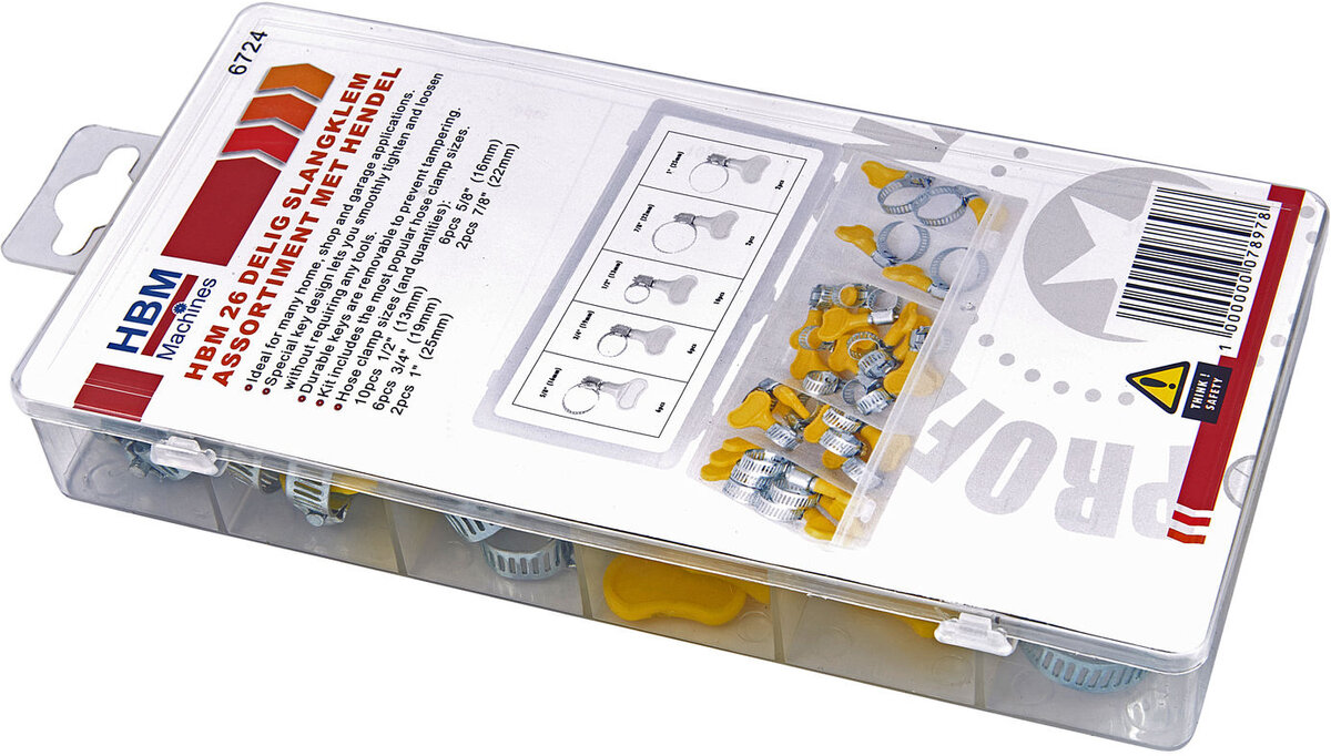 Hbm 26 stykke slangeklemme sortiment med vingemøtrik