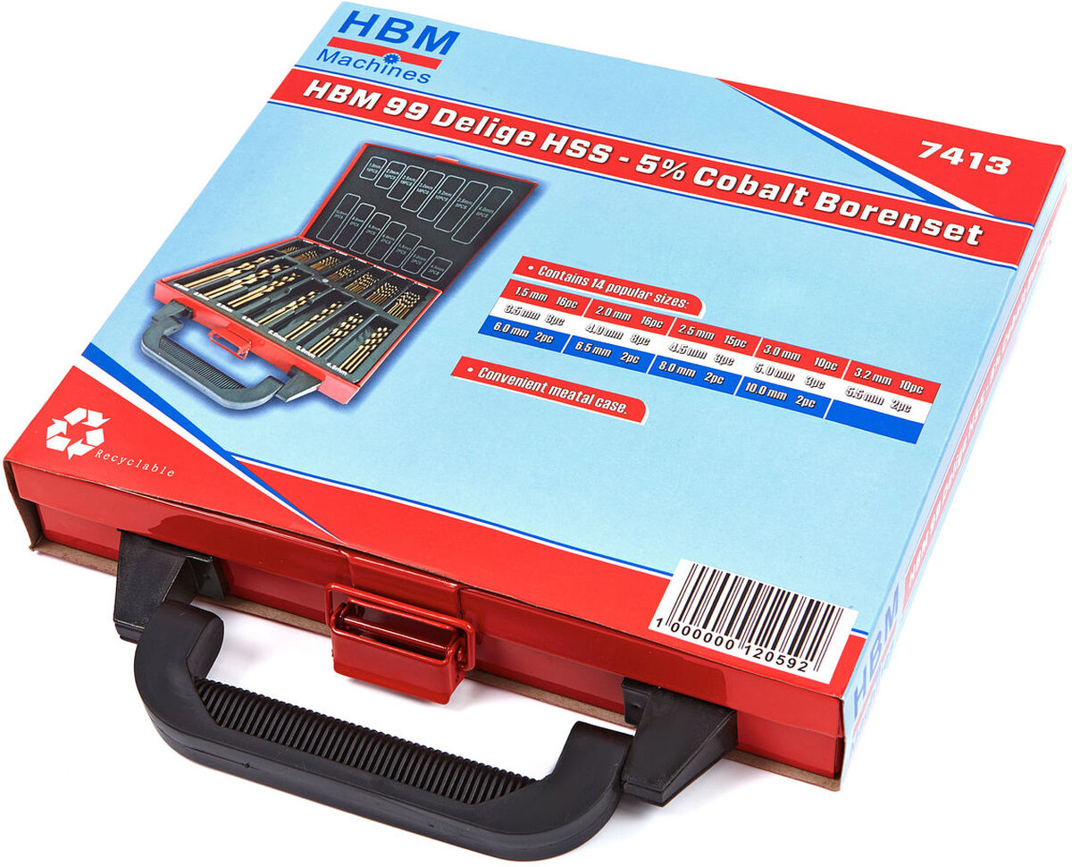 HBM 99 stykke HSS - 5% koboltboringsbitsett