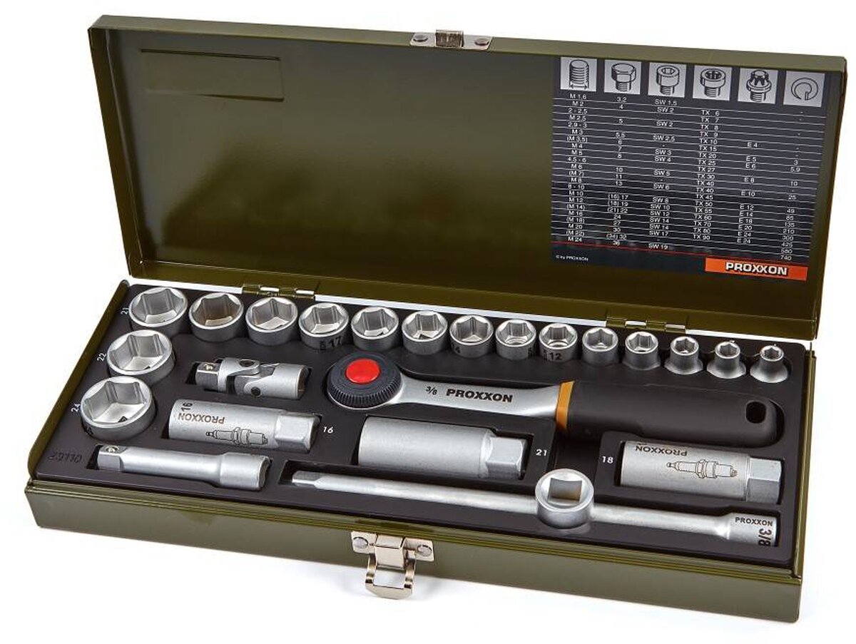 Proxxon 24-delt socketnøkkel sett 3/8 CrV