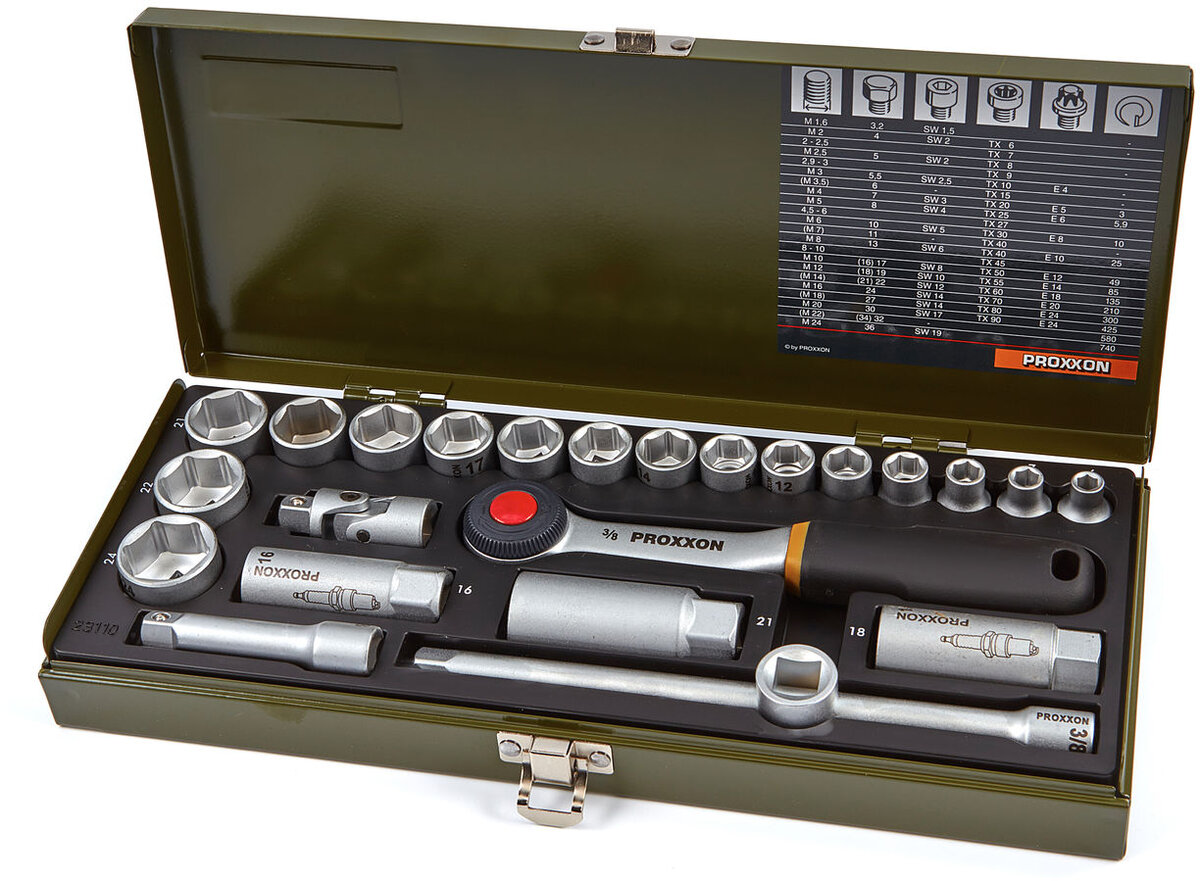 Proxxon 24-delt socketnøkkel sett 3/8 CrV